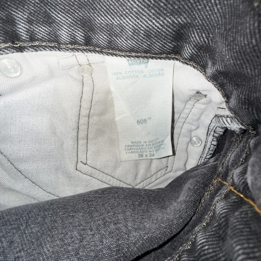 Levi's 505 Jeans Mens 38x34 Gray‎ Denim Cotton Mid Rise Streetwear Straight Leg